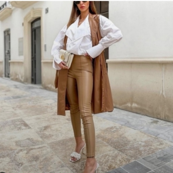 Zara vegan leather pants leggings - Picture 3 of 5